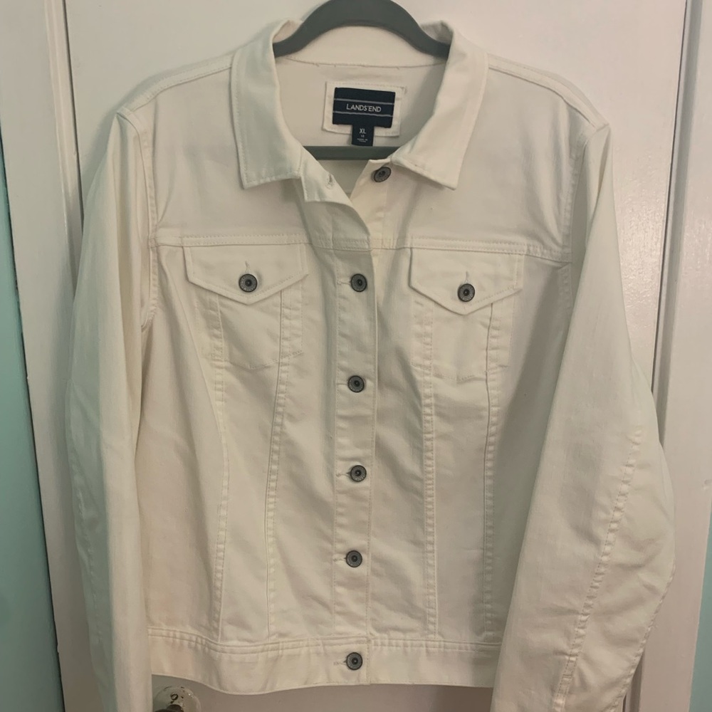 Women’s Plus Size Lands’s End White Jean Jacket Size 18 - XL